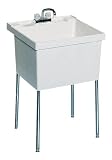 Swanstone ST-1F-010 Veritek 22-1/2-Inch by 23-Inch Floor-Standing Single Laundry Tub, White Finish