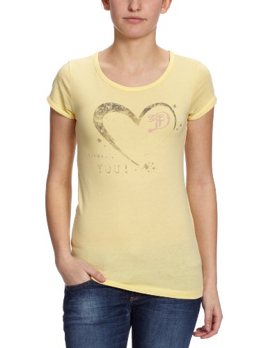 TOM TAILOR Denim Damen T-Shirt, 10228890071/printed shirt, Gr. 38 (M), Gelb (3037) Preisvergleich