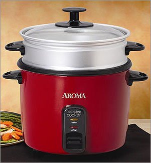 Aroma ARC717-1NGR 7 Cup Pot Style Rice Cooker, Red