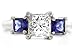 1.60 Ct Platinum Princess Cut Diamond and Sapphire Engagement Ring (1 Ct GIA Certified Ctr Stone F/VS2)
