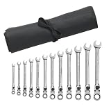 GearWrench 85698R 12 Piece XL Locking Flex-Head Ratcheting Combination Wrench Set, Metric - Wrench Roll (Tools & Home Improvement)