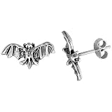 Small Sterling Silver Bat Stud Earrings