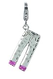 Amore & Baci Charming Life Silver Jeans with Pink Stones Charm - Fits On Thomas Sabo Giorgio Martello and Ti Sento