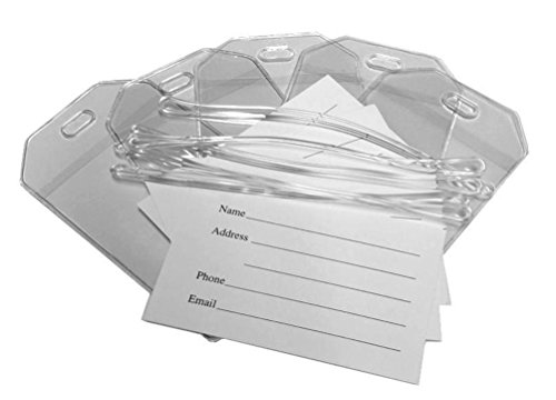 Clear Vinyl Luggage Tags with Loops & Name Cards - Set of 10