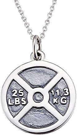 Ulive Mall 925 Silver Weight Plate 25LBS 11.3KG Fitness Coin Vintage Necklace