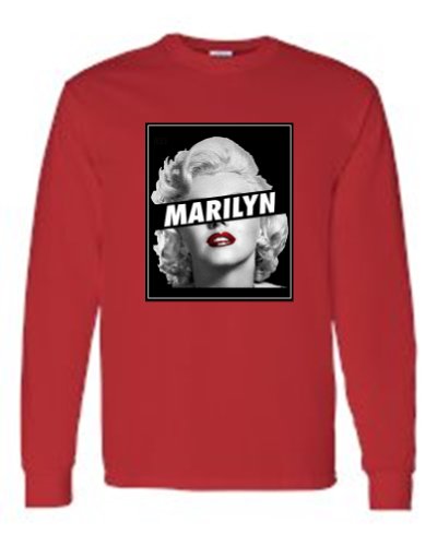 Men's/Unisex Censored Sexy Marilyn RED Long Sleeve T-shirt (Small)