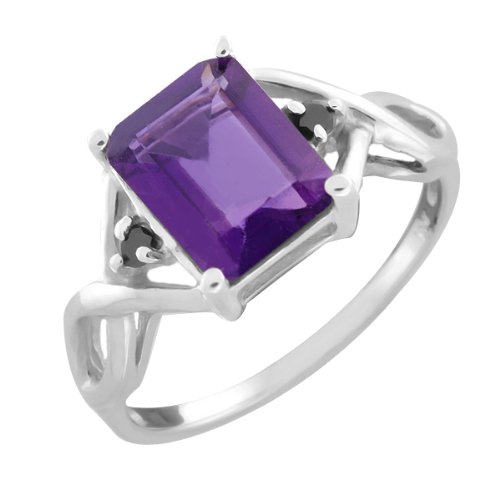 2.31 Ct 9X7MM Amethyst & Black Diamond .925 Silver 