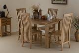 4ft x 2ft 8 Solid Oak Dining Table with 4 Solid Oak High Back Chairs