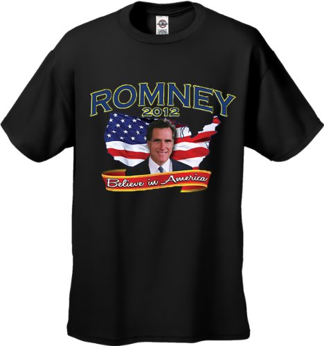 Mitt Romney Believe in America Men's T-Shirt #1369 (Small, Black)