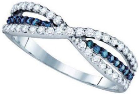 0.49 cttw 14k White Gold Blue Diamond Infinity Twist Engagement Ring Wedding Band, 6mm (Sizes 3-11)