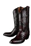Lucchese Classics 'E2134' Crocodile Belly Cowboy Boots Mens - Black Cherry