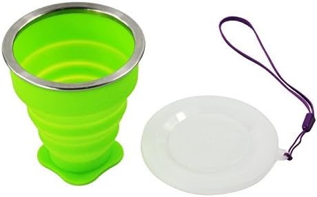 Collapsible cup,Superproducts Multi-function Portable Non-toxic Camping Cup/Silicone Cups,Great for Travelling, Camping, Hiking &amp; Commuting to Work-Green