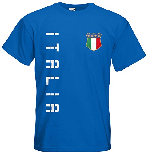 Italien Italia EM 2016 T-Shirt Trikot Name Nummer (Royalblau, XL)