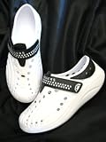 Doggers, ULTRA COMFORT, White/Black and White Checker Strap, Womens Size 6