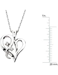 14 Karat White Gold Unique Heart Diamond Necklace