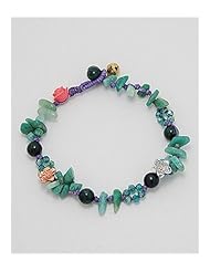Rose Cotton Waxed Thread Natural Stone Anklet In Brass