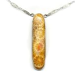 Sterling Silver Fossilized Dinosaur Bone Pendant, MADE IN AMERICA