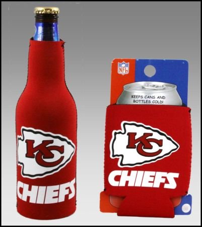 SET OF 2 KANSAS CITY CHIEFS CAN & BOTTLE KOOZIE COOLER