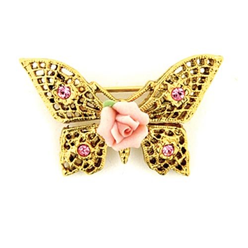 Childrens Toyshop  Jewelry : Vintage Collection Butterfly Pink Rose Pin