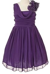 Girls Knee Length Short Chiffon Lace-Up  Floral Print Cowl Neck One Shoulder Sleeveless  Dress With Ruffles