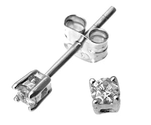0.1 Carat Diamond Stud Earrings in 9ct White Gold