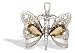14K White Gold Genuine Pear Smoky Quartz and Diamond Butterfly Pendant