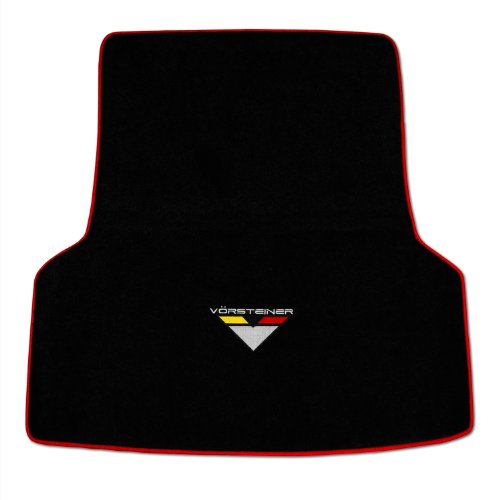 1-Piece Vorsteiner Embroidered Velour Trunk Mat Black With Red Piping