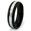 Black Plated Stainless Steel Wedding Band with Polished Center 7mm (Sizes 8-12)