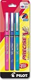 Pilot Precise V5 Rolling Ball Extra Fine Point Pen, 3-pack, Pink/Purple/Turquoise (25004)