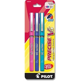 Pilot Precise V5 Rolling Ball Extra Fine Point Pen, 3-pack, Pink/Purple/Turquoise (25004)