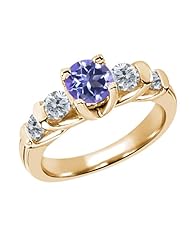 1.88 Ct Round Tanzanite Blue Mystic Topaz G/H Diamond 14K Yellow Gold Ring