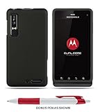 Black Motorola Droid 3 Rubber Touch Premium Design Hard Cover Case + Bonus  ....