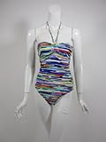 IMAGE OF Shoshanna womens high tide multi halter one piece bathing suit S/A