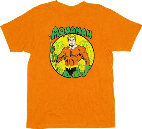  Aquaman Circle Image Orange Adult T-shirt Tee