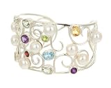 Ross-simons Sterling Silver Freshwater Pearl and Gemstone Cuff