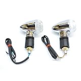 Motorcycle 2pcs LED Chrome Mini Clear Bullet Turn Signals Fits Metric Cruisers,... by KapscoMoto