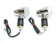 Motorcycle 2pcs LED Chrome Mini Clear Bullet Turn Signals Fits Metric Cruisers, Harleys, Choppers Enhance the look with these LED Mini Bullet Chrome Turn Signals Blinkers, Harley Davidsons, Suzuki, Honda, Kawasaki, Yamaha Cruisers, Scooters, Vespa, Moped