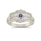 Vintage Filigree Sapphire Cigar Band in .925 Sterling Silver