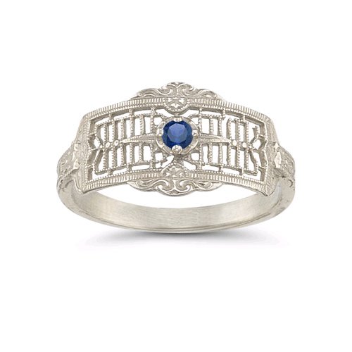 Vintage Filigree Sapphire Cigar Band in .925 Sterling Silver