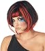 Womens Red Black Goth Party Streaks Punk Short Bob Wig Gothic Vamp Vampire Partygirl Two Tone