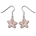 Sterling Silver Pink CZ Starfish Earrings title=