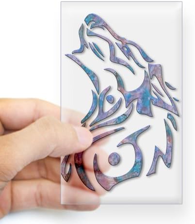 CafePress Tribal Wolf Art 9 Rectangle Sticker Sticker Rectangle - Standard Clear