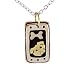 Rectangular Dog Tag Style Pendant Necklace with Adorable Dog and Bone on Adjustable 16 to 18" Chain in Mixed Metals, #7250