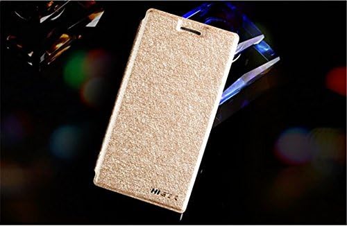 HIGER® OPPO Find 7 Leather Case, Luxury Silk Folio Pu Leather Flip Ack Case Cover for OPPO Find 7 X9007 (Gold)
