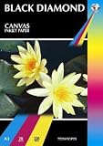 20 Sheets - Black Diamond Quality A3 220gsm Matt Canvas Textured Hi Resolution (7220 dpi) Inkjet Paper