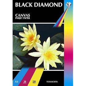 20 Sheets - Black Diamond Quality White A3 220gsm Matt Canvas Textured Hi Resolution (7220 dpi) Inkjet Paper