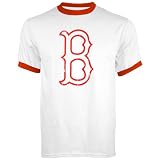 Majestic Boston Red Sox White Flocking Ringer T-shirt