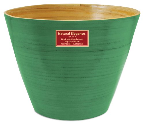 Listo Natural Elegance Bamboo Planter, 16-Inch, Runway Green