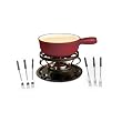 Swissmar KF-66517 Lugano 2-Quart Cast Iron Cheese Fondue Set, 9-Piece, Cherry Red