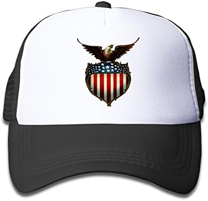 Kids Crazy Cool Vintage Patriotic Bald Eagle With Flag Caps Mesh Adjustable Winter Baseball Hat